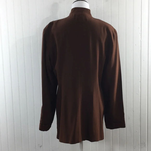 Diane Von Fusternberg Brown Blazer Jacket Womens 10 Embroidered 100% Silk - Picture 3 of 10